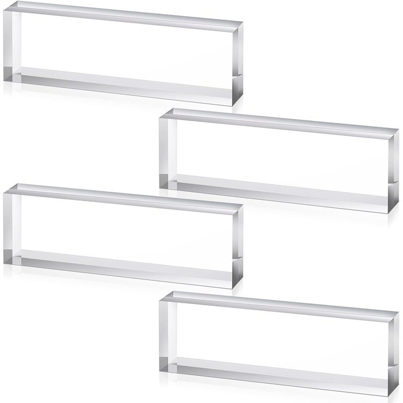 Clear Acrylic Display Blocks Custom Projects Office Home Decor 4 Pieces New