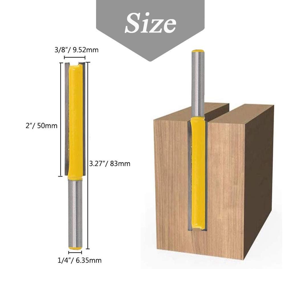 Mesee Extra Long Straight Router Bit Set 1/4 Shank 2 3 Inch