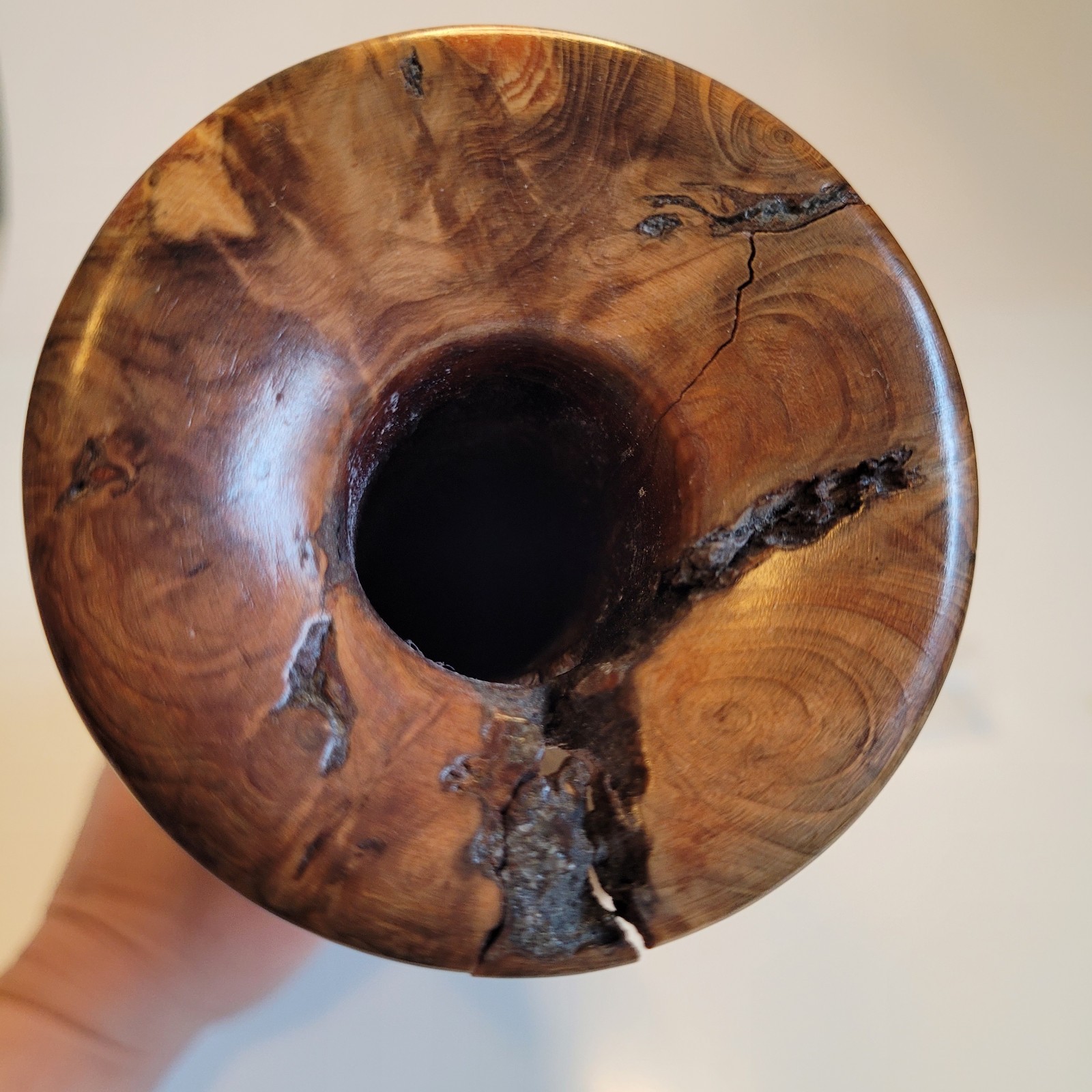 Yew Wood Bud Vase 12&Prime; Tall Unique Handmade Nice Condition! See Description!