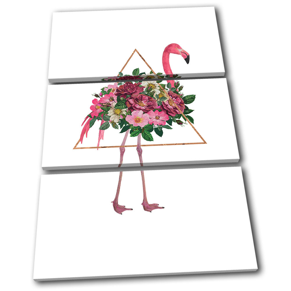Floral Flamingo Geometric Animals TREBLE CANVAS WALL ART Picture Print