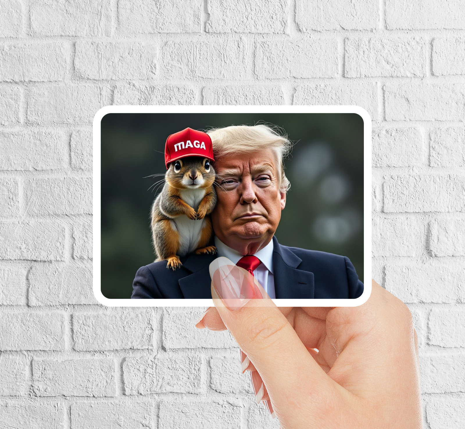 NEW – MAGA Trump 2024 Sticker – Peanut Squirrel Lover AI – 3.5 x 2.5 INCHES