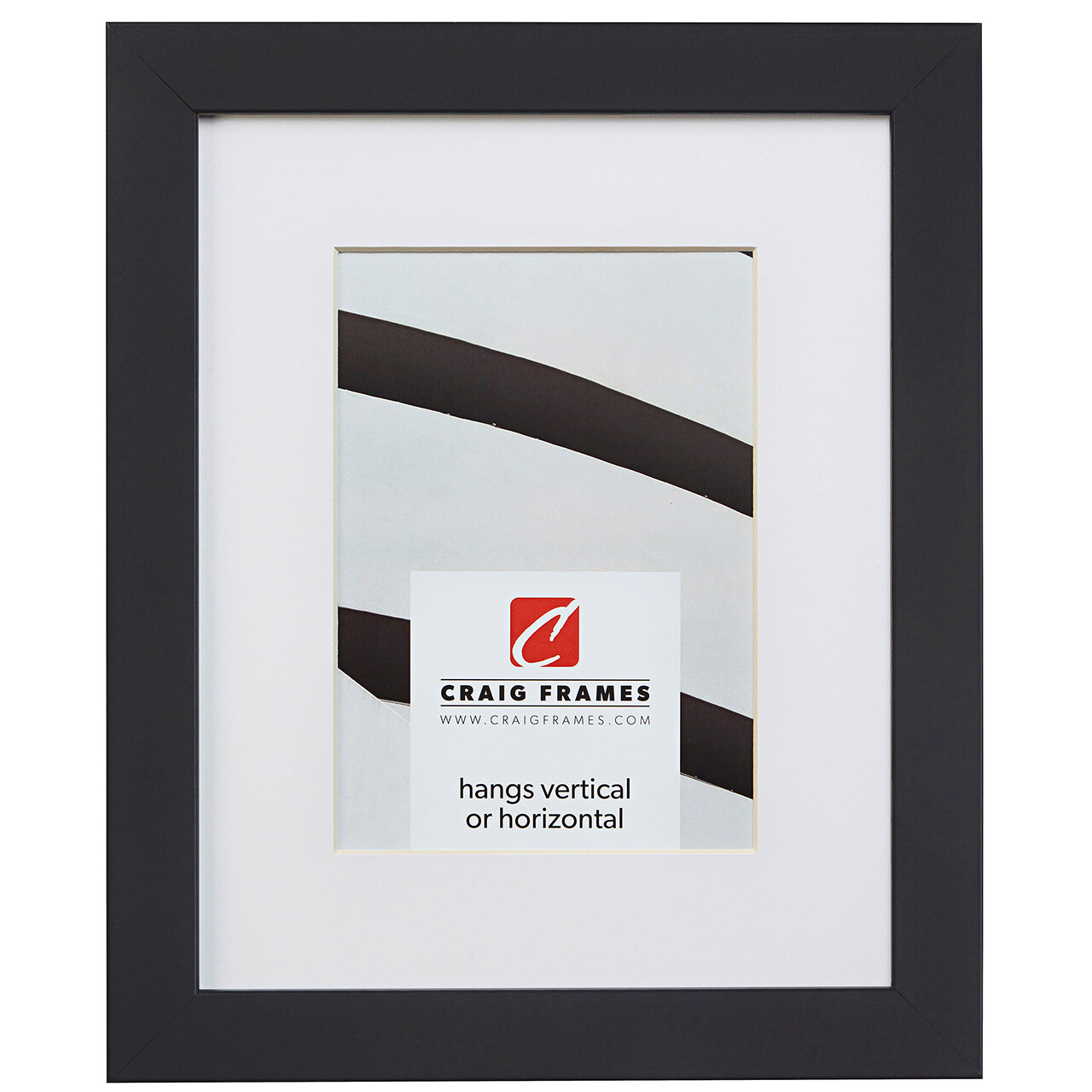 Craig Frames Essentials, 1&Prime; Wide Modern Simple Black Picture Frame With a Mat