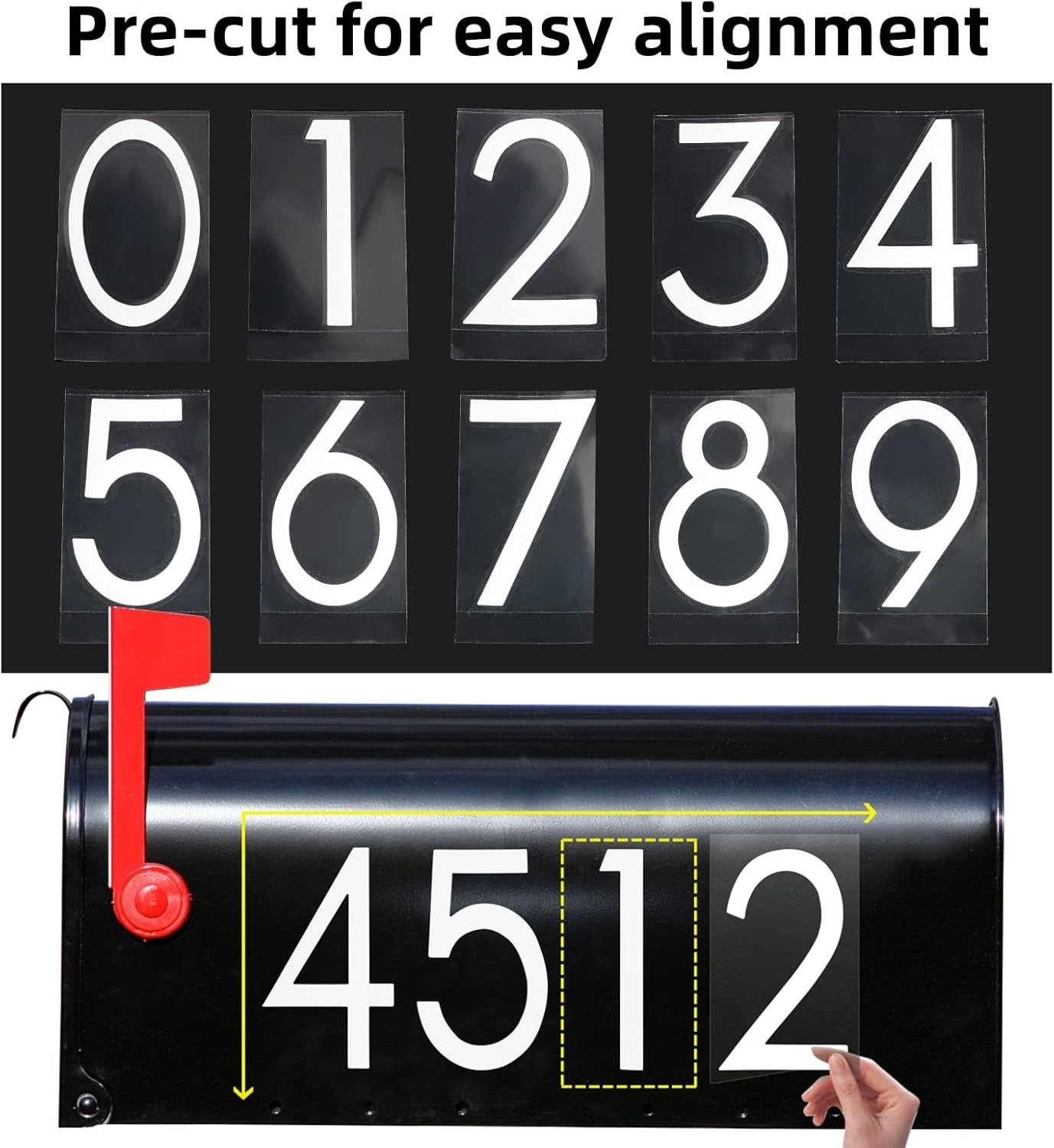 3 Inch White Vinyl Reflective Mailbox Numbers Easy Installation for Any Surface