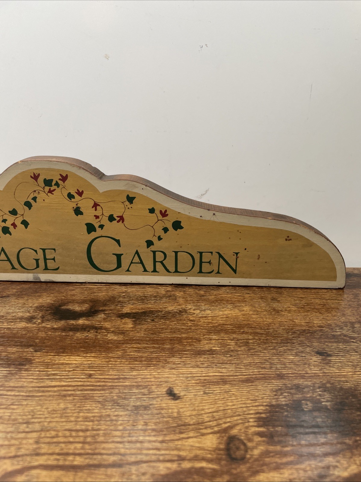 Vintage Wood Cottage Garden Sign Hand Painted Wooden Plaque Plinth Shabby Chic