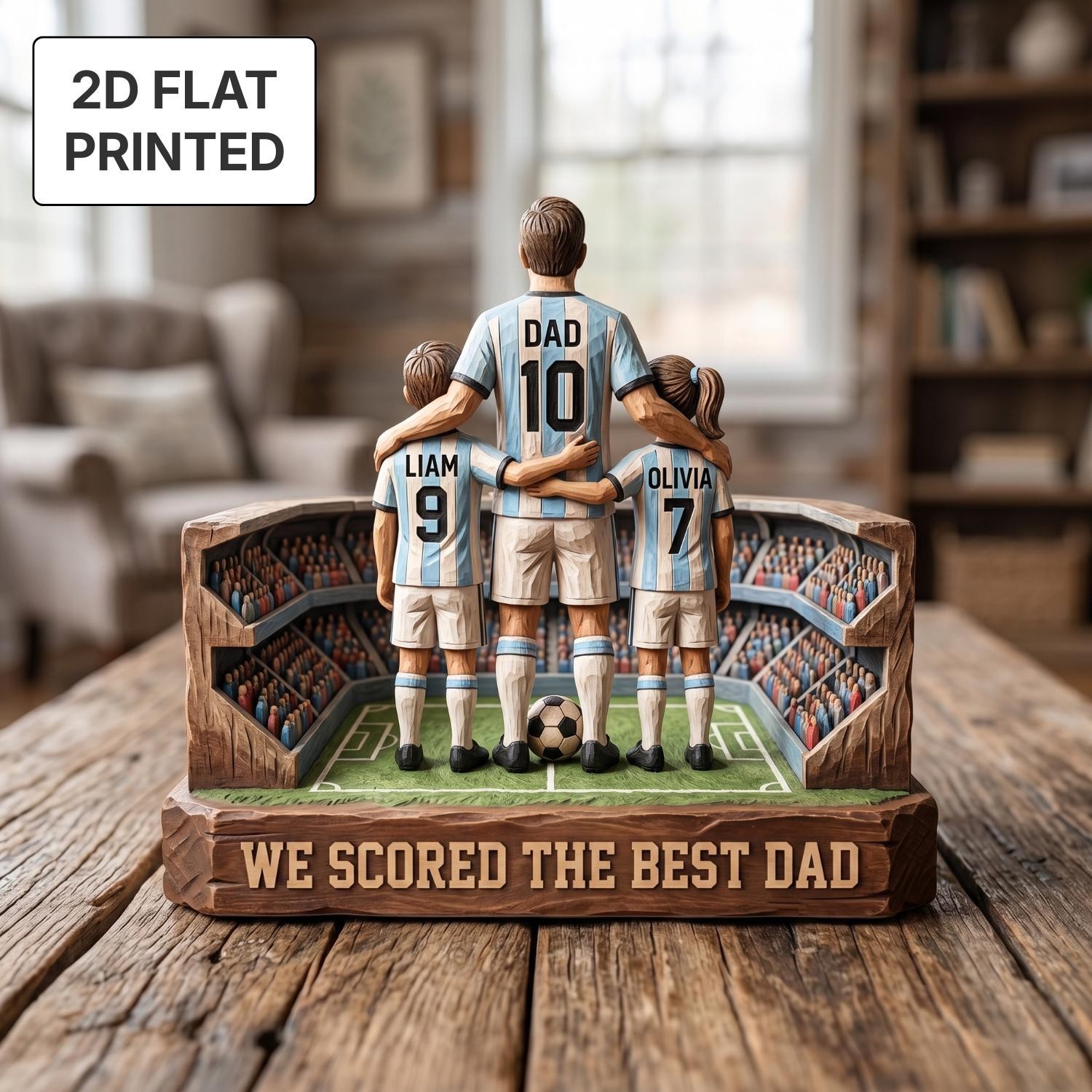 Personalized Soccer Dad & Kids Wooden Block Custom Jersey Sign Father&rsquo;s Day Gift