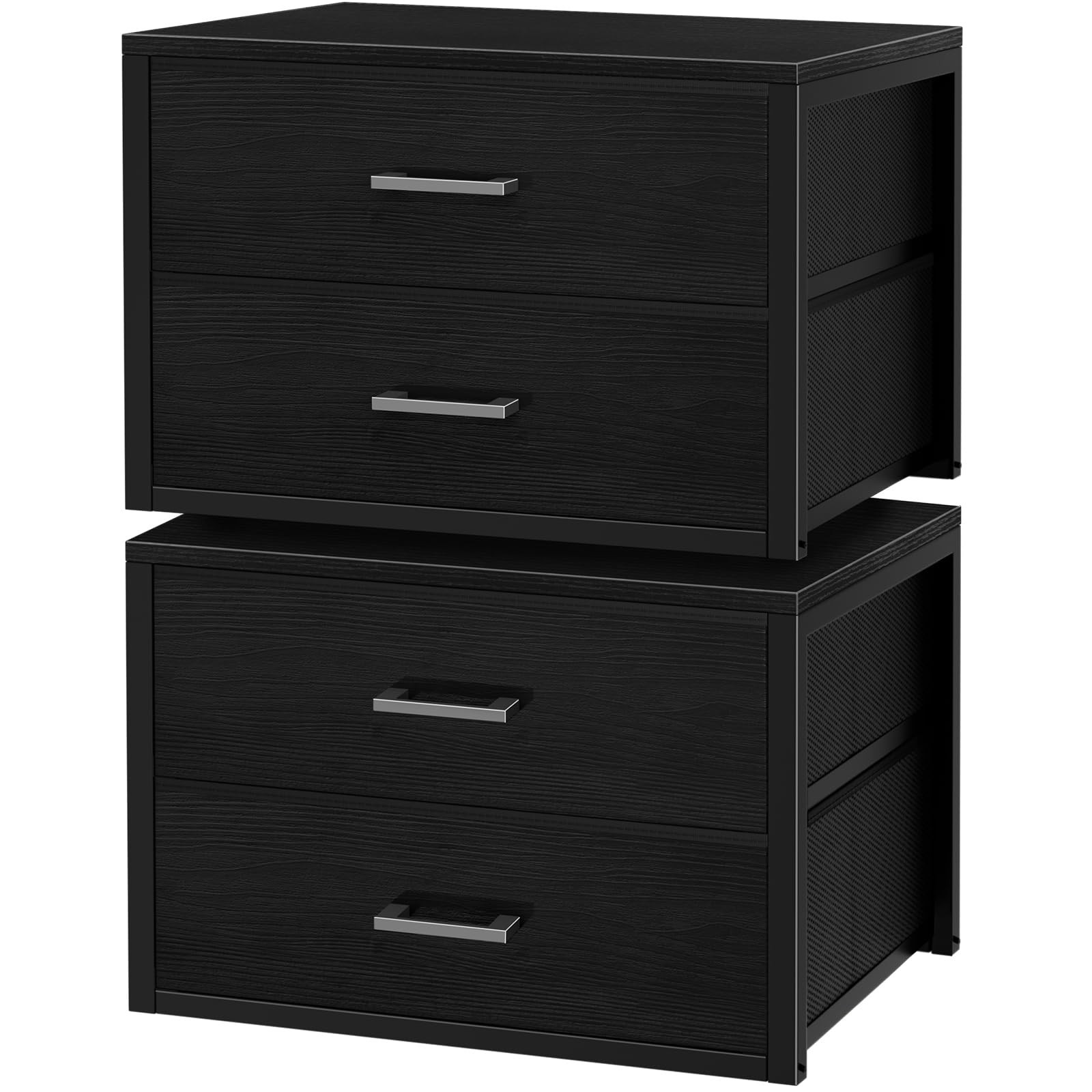 BOLUO Stackable Storage Drawers Closet Organizers and Storage Fabric 2 Drawer…
