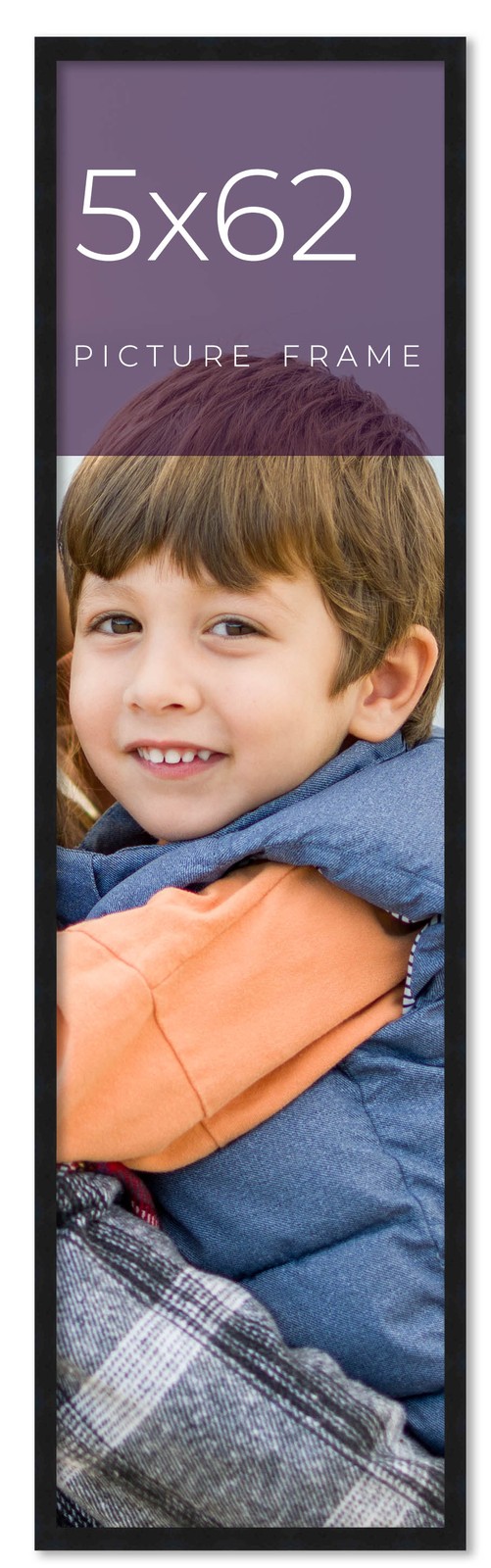 5×62 In Frame Black Real Wood Picture Frame Width 0.75 inches | Interior Frame D