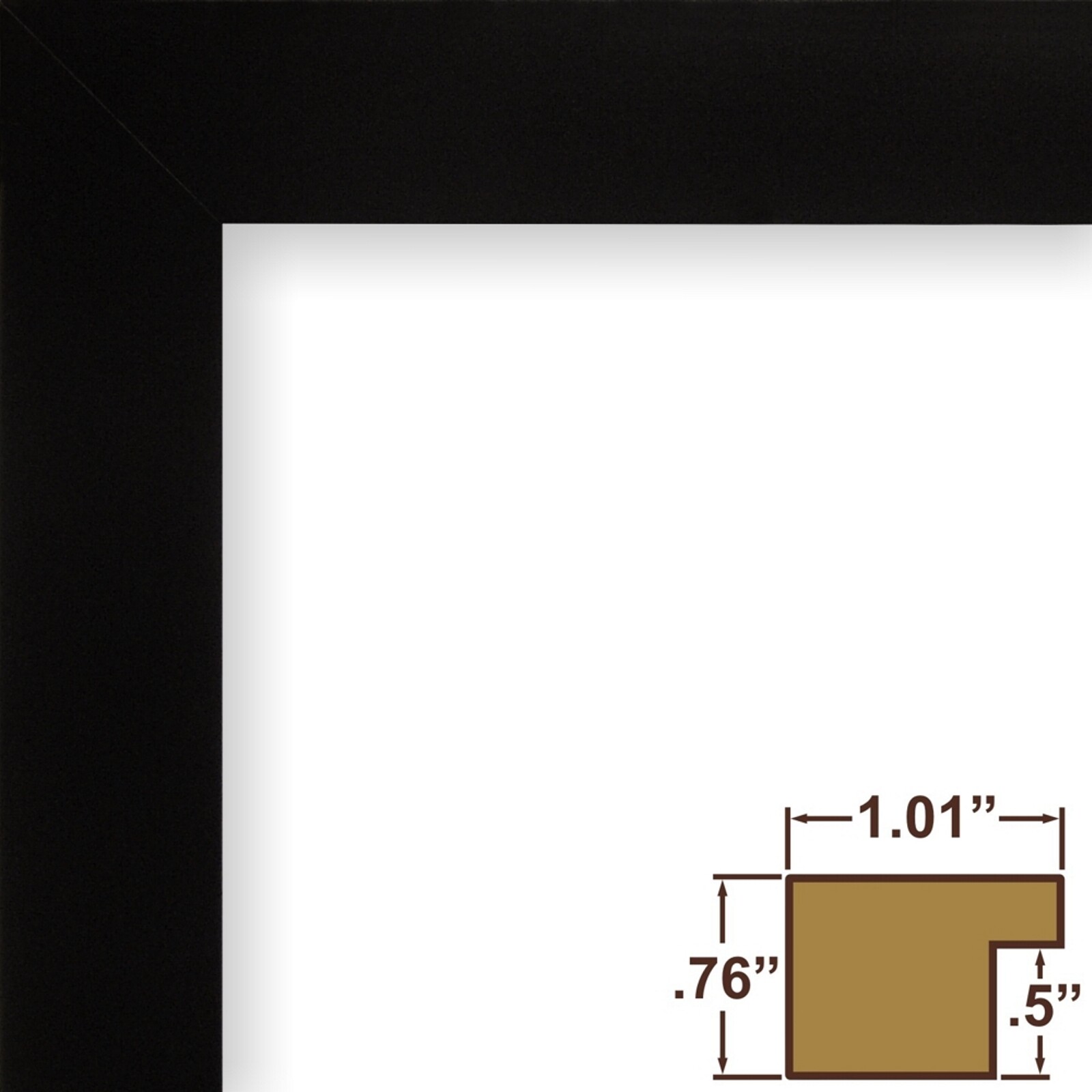 Craig Frames Essentials, 1&Prime; Wide Modern Simple Black Picture Frame With a Mat