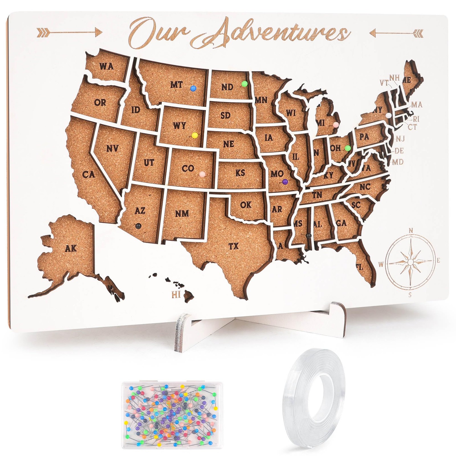 Cork Board USA Map 12&Prime; x 8&Prime; – Travel Tracker for RV Adventures, Home Decor