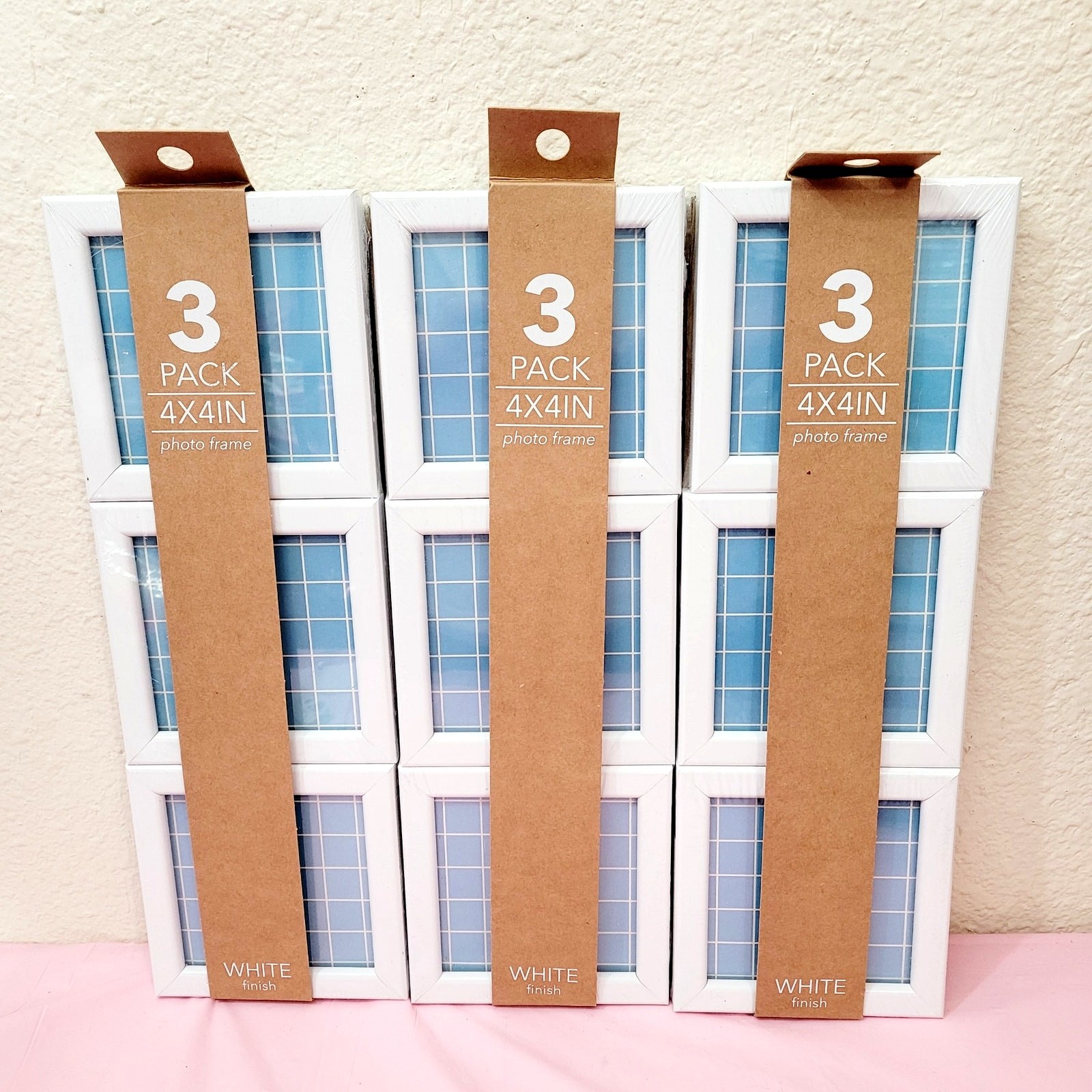 Target White Mini Picture Frames 4×4&Prime; Lot of 9 NEW Set 3 Packs of 3 Harbortown