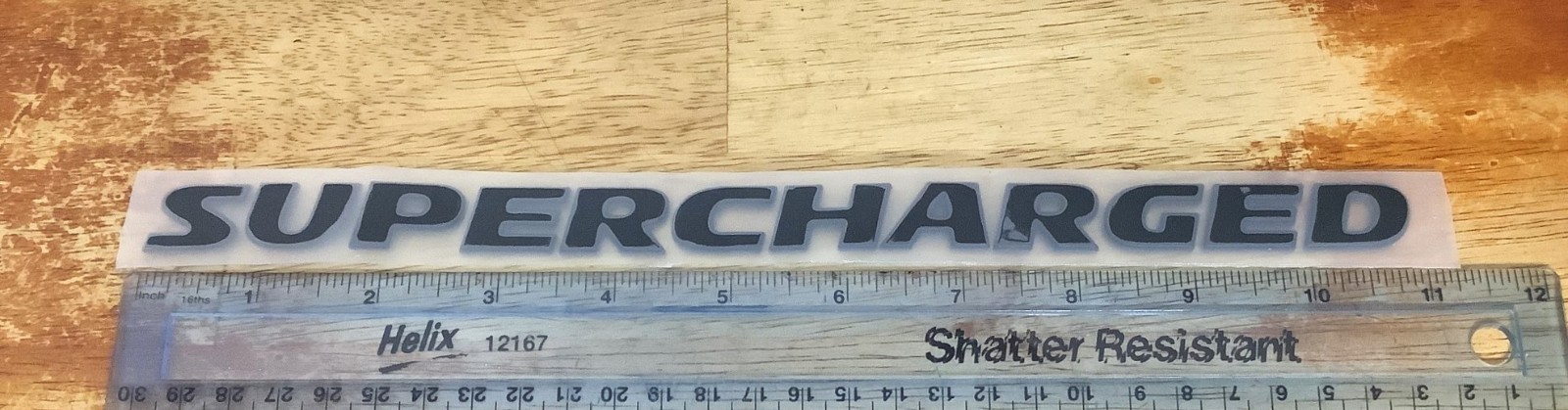 SUPERCHARGED Embossed Stick-On Black Letters