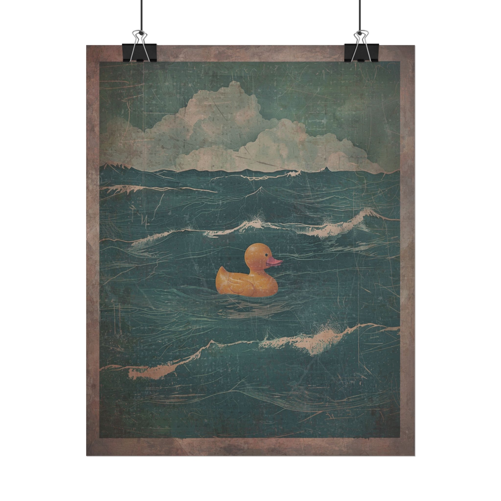 Vintage RUBBER DUCK Wall Art, Nautical Ducky Decor, Yellow Duckling Ocean Poster