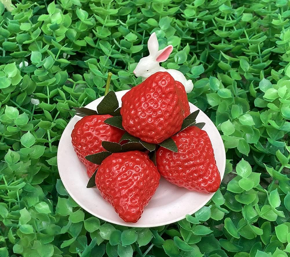 18PCS Plastic Artificial Red Strawberries Fake Lifelike Simulation Realistic Str