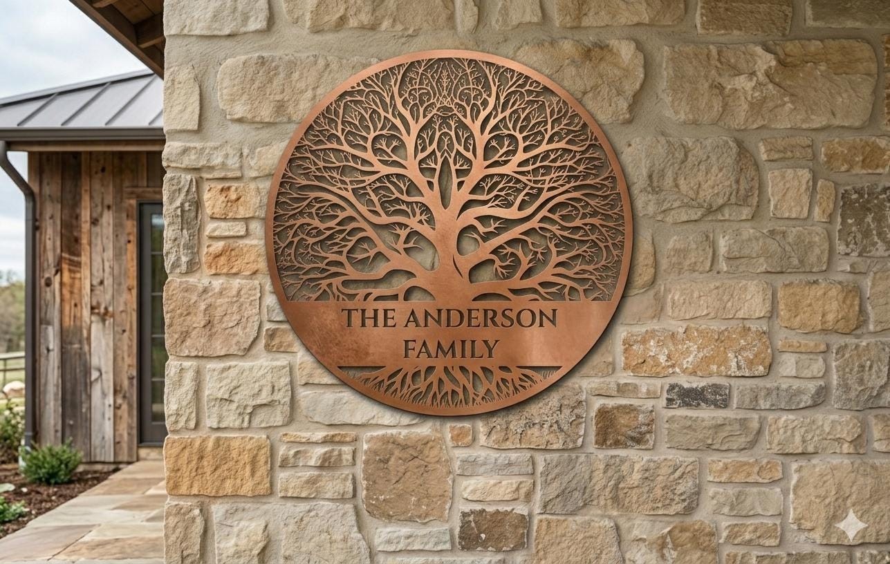 Custom Tree of Life Metal Wall Art, Personalized Family Name Sign