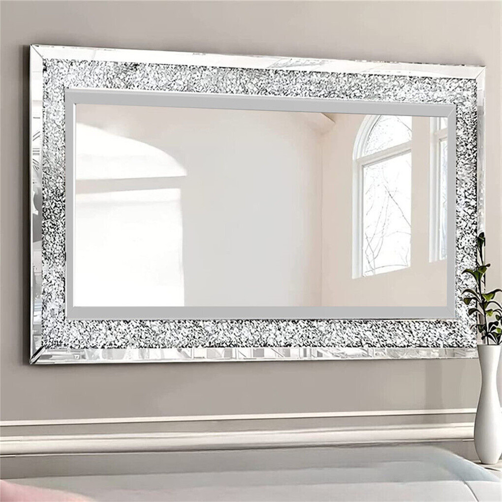 1.2m Extra Large Diamond Crush Crystal Wall Mirror Full Body Silver Bling Mirror