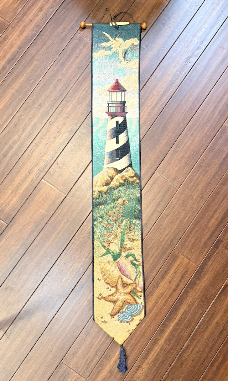 Lighthouse View Bell Pull Nautical Beach 41 Inch Tapestry Banner 100% Polyester