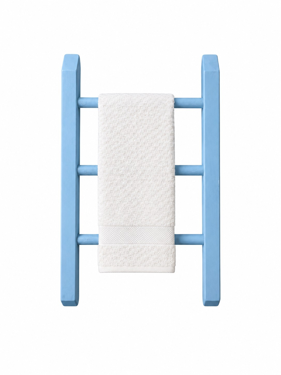 Small Blue 3 Rung Free Standing Decorative Towel Ladder 17.5&Prime; x 11.5&Prime; x 1.5&Prime;