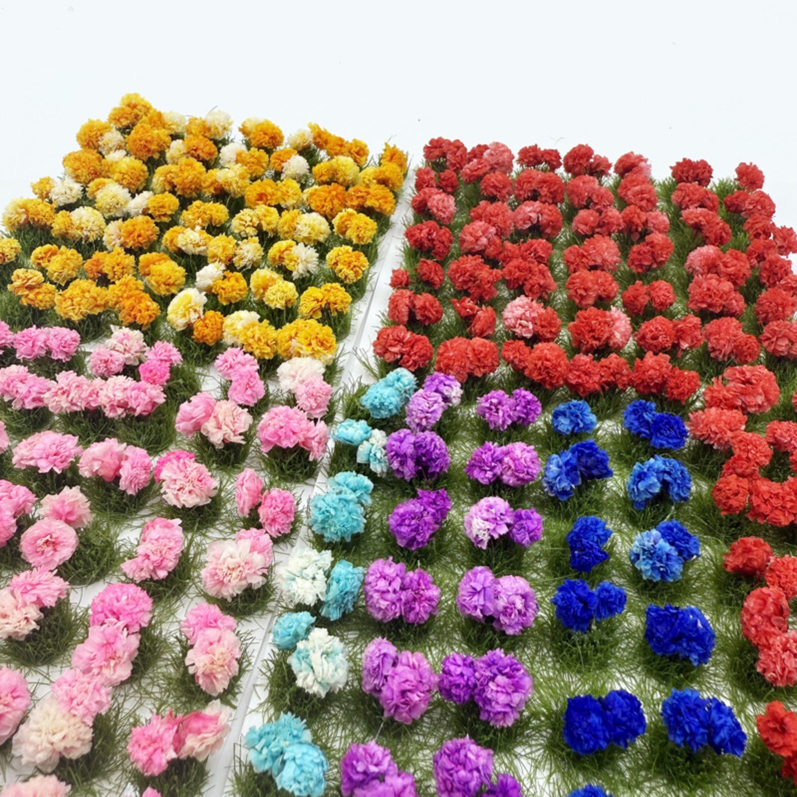 49Pcs Miniature Flower Cluster Self Adhesive Flower Groups Static Grass Tufts
