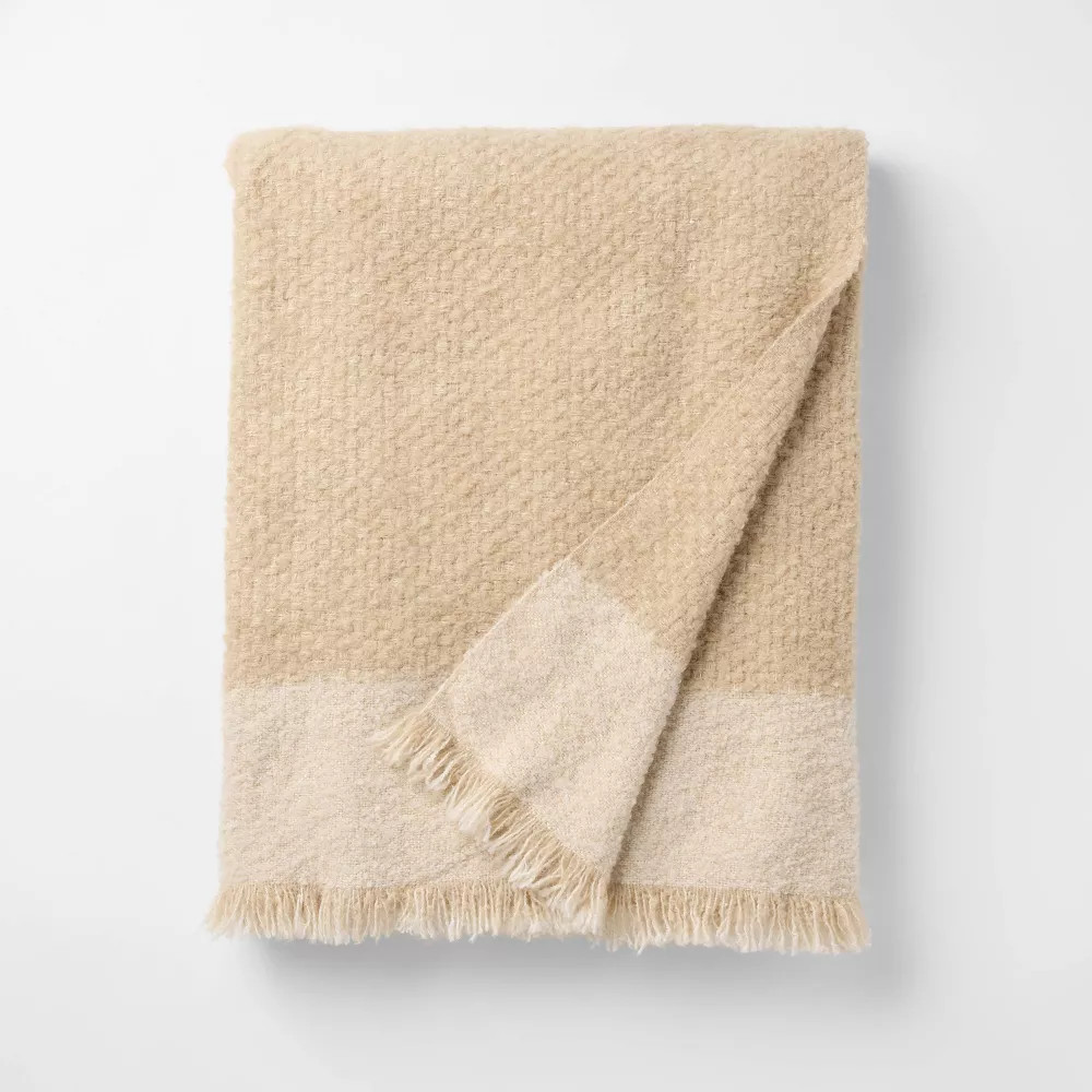 50&Prime;x60&Prime; Tonal Woven Boucle Throw Blanket Cream – Threshold designed with Studio