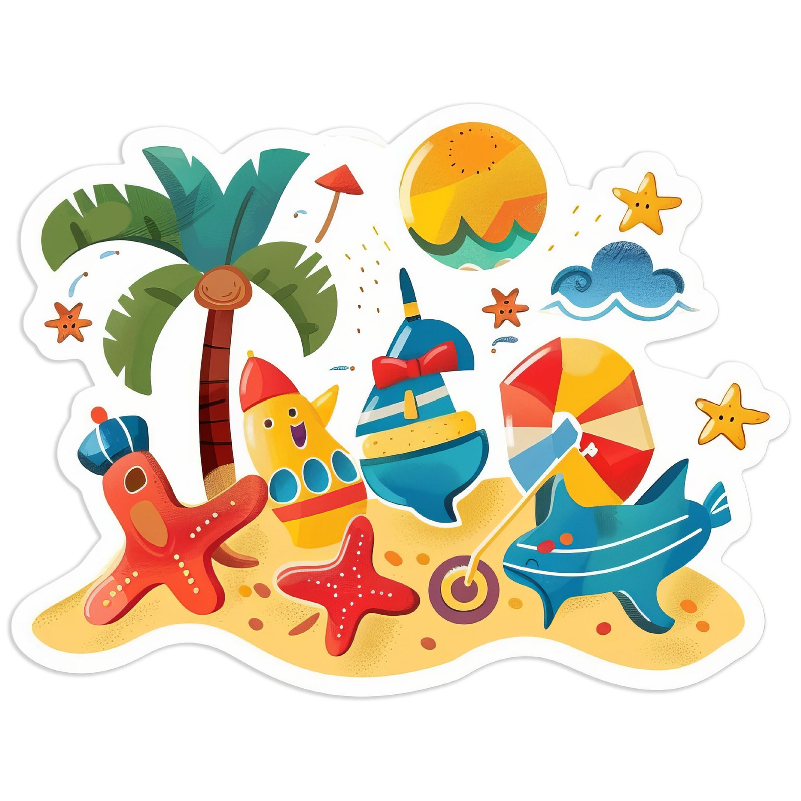 Summer Beach Party Scene – Vinyl Decal Sticker – Car Window Laptop – #1611