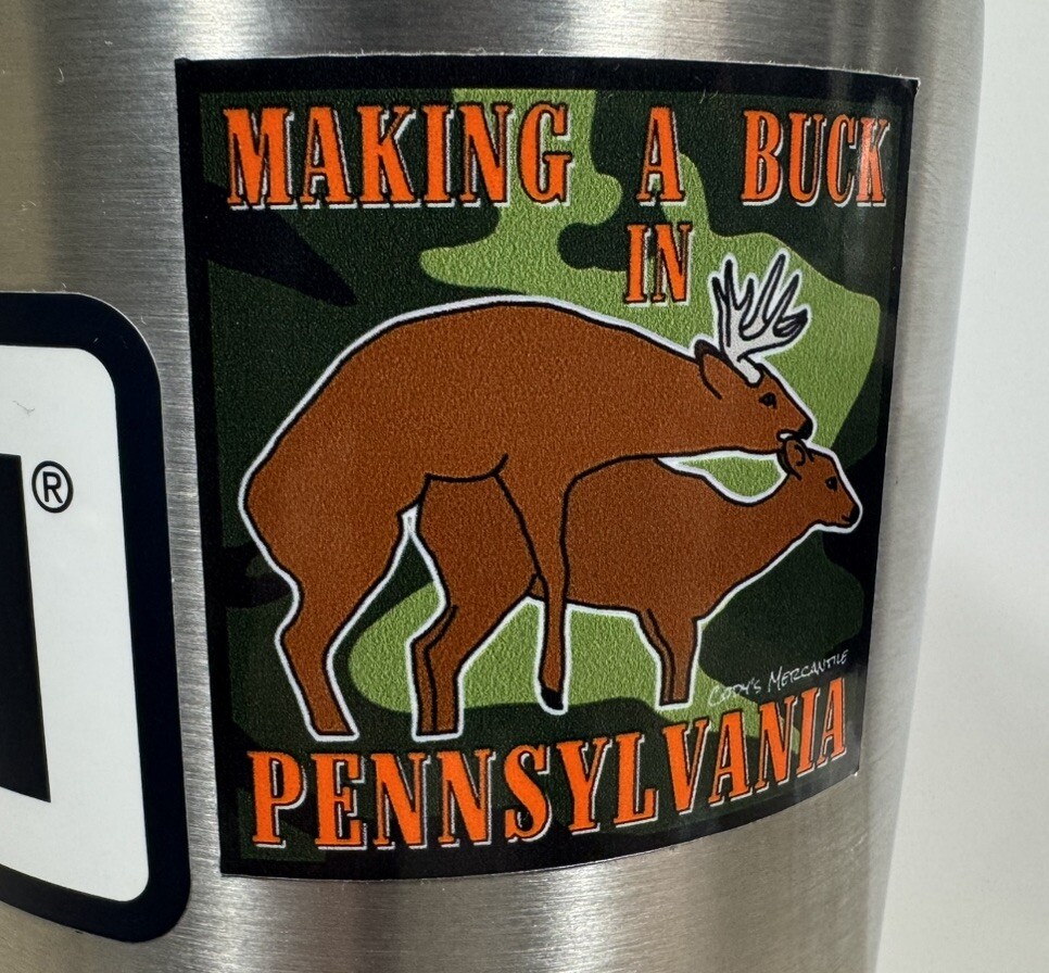 Make A Buck in Pennsylvania Novelty 2&Prime; Square Sticker Whitetail Deer Hunting PA