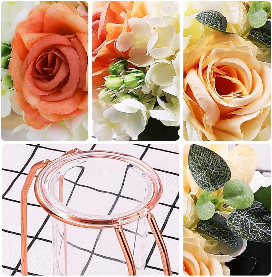 Artificial Silk Champagne Flower Arrangement Fake Plastic Plant Bouquet