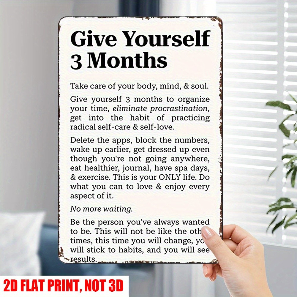 Vintage Motivational Metal Tin Sign Self-Care Personal Growth Wall Art Plaque