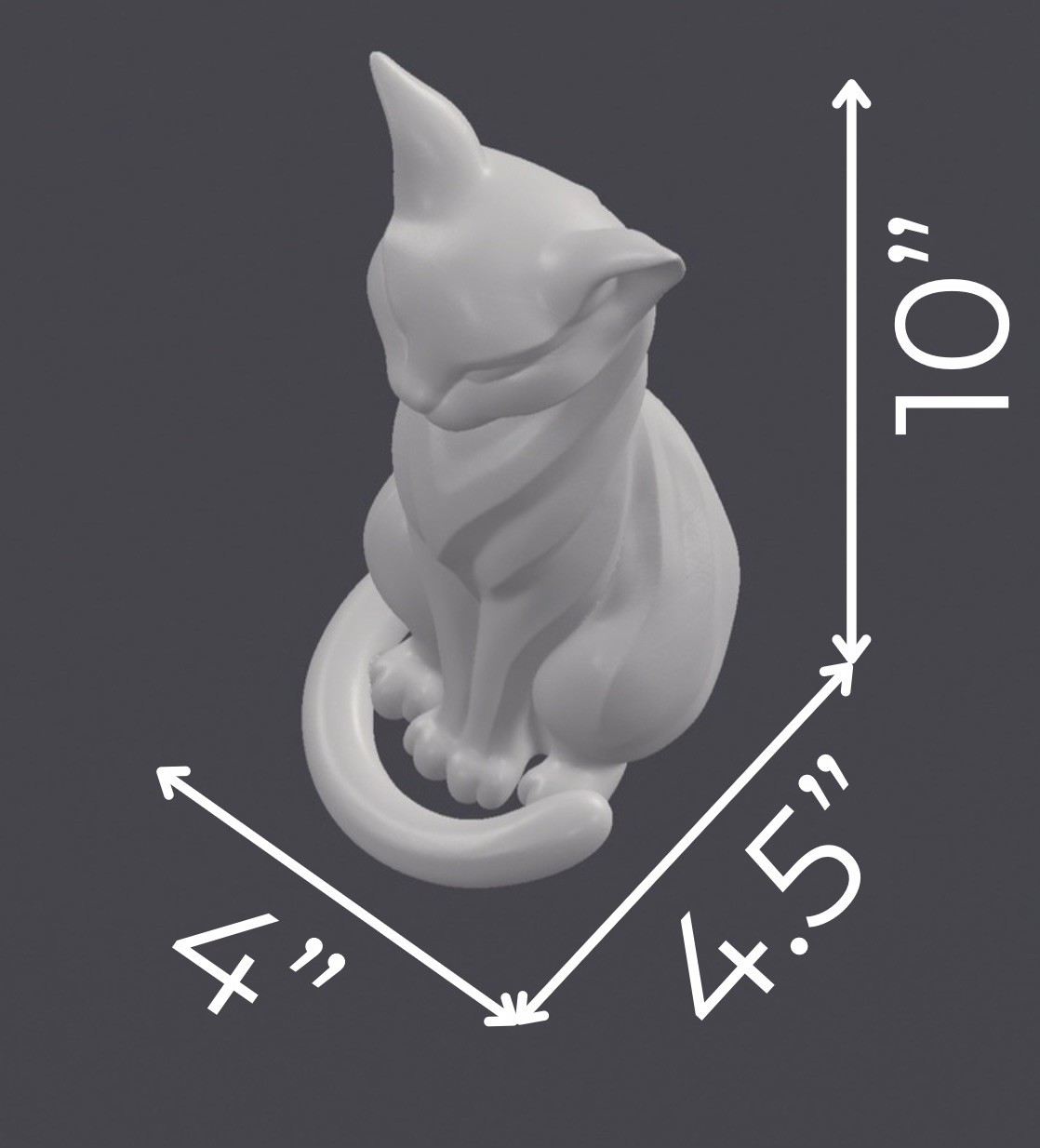 3D Printed Cat Statue – Modern Minimalist Sitting Cat Figurine Home Decoration