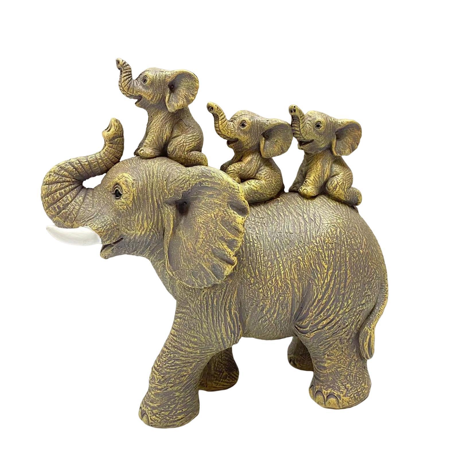 Creative Elephant Statue Collectable Table Resin Sculpture Craft Animal Figurine