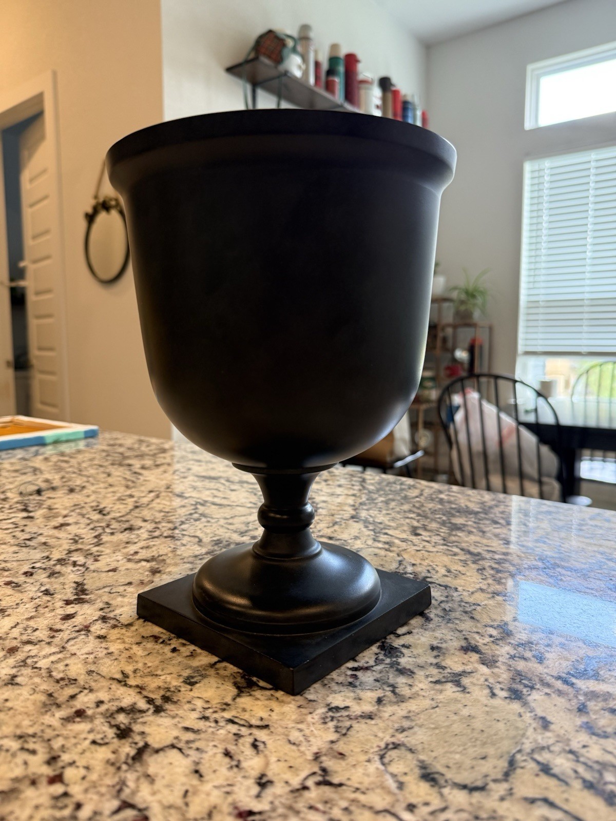 Pottery barn Black Pedestal urn
