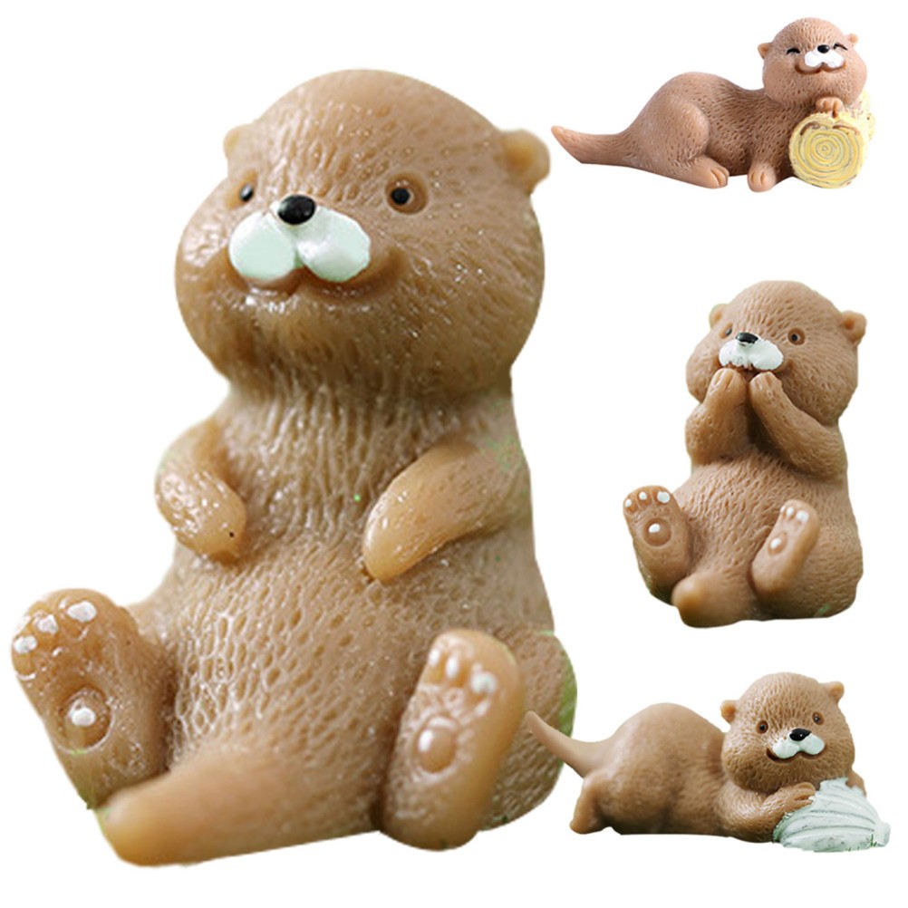 12Pcs Miniature Resin Otter Figures Reusable Cute Animals for Fairy Garden