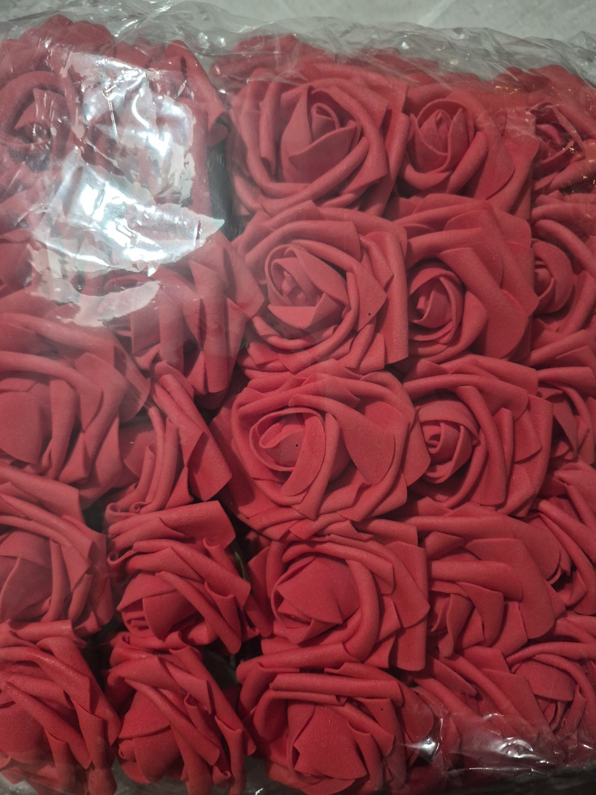 50 Foam RED fake Roses With Stem