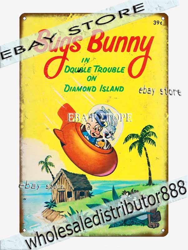 1967 Funny Bugs Rabbit Island Adventure Cover Tin Sign color plaque