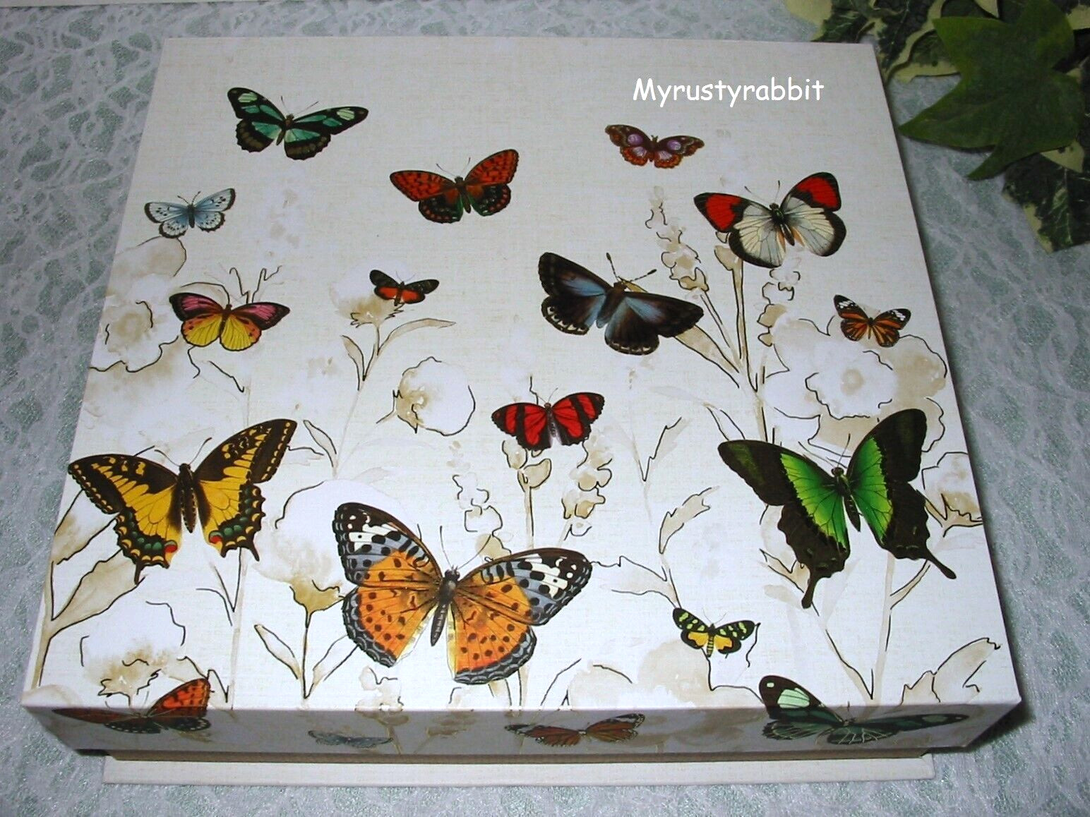 Punch Studio Butterfly Storage Keepsake Box Flip Top #14565 Medium 9-3/4&Prime; – New