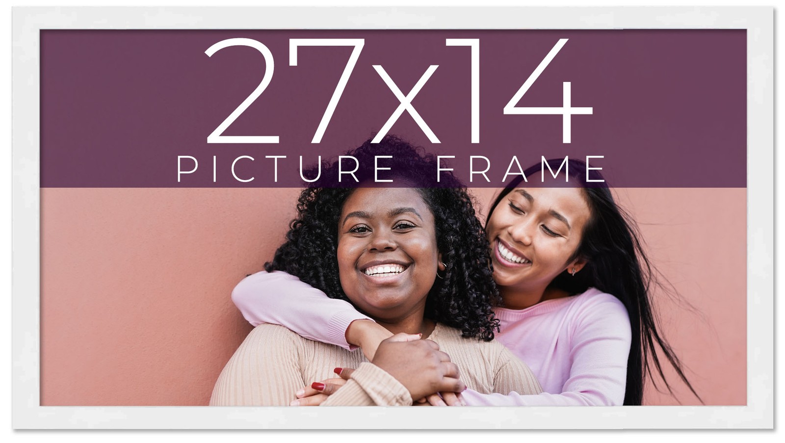 27×14 Frame White Real Wood Picture Frame Width 0.75 inches | Interior Frame Dep