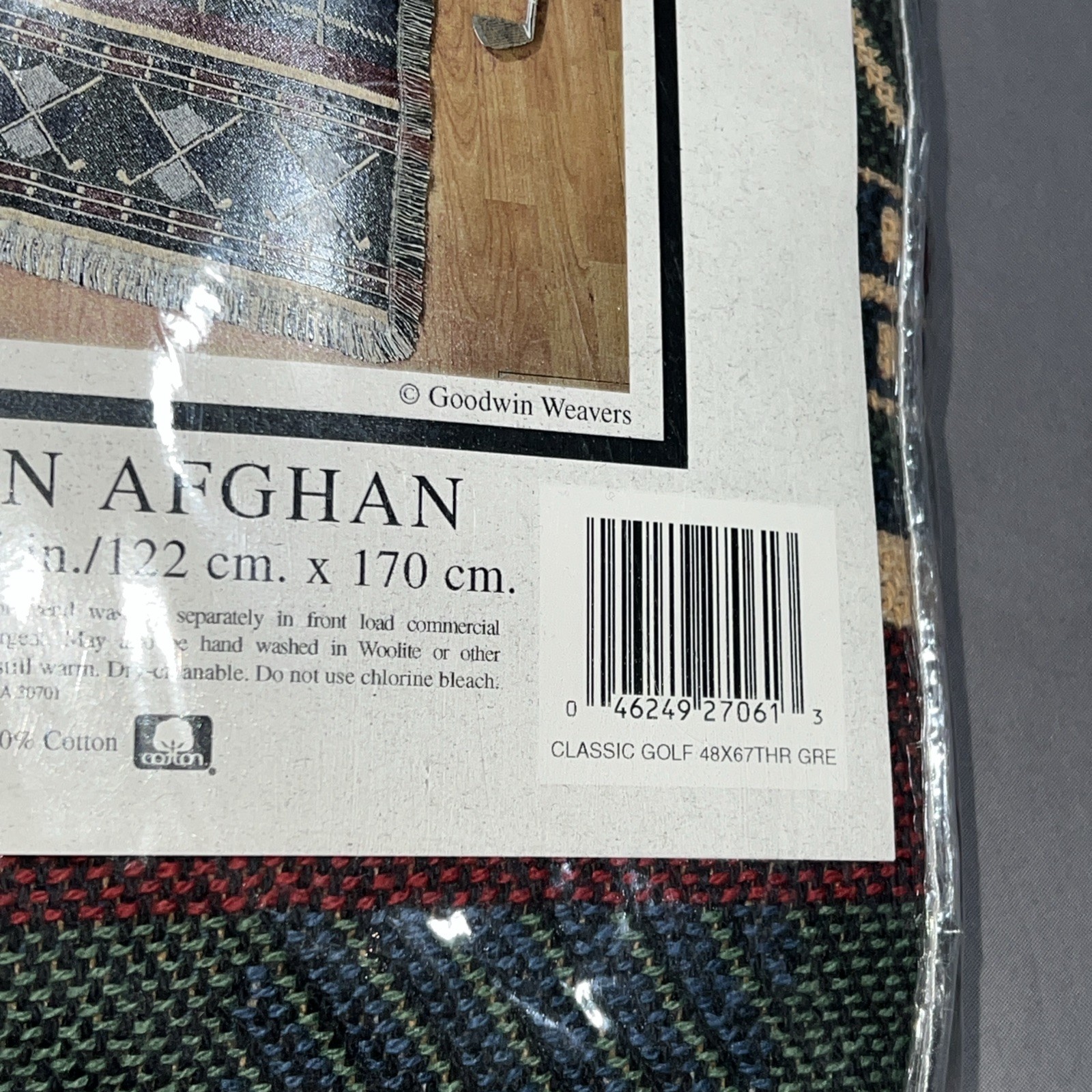 NWT Goodwin Weavers Triple Woven Afghan Blanket 48X67” Golf Classic 100% Cotton