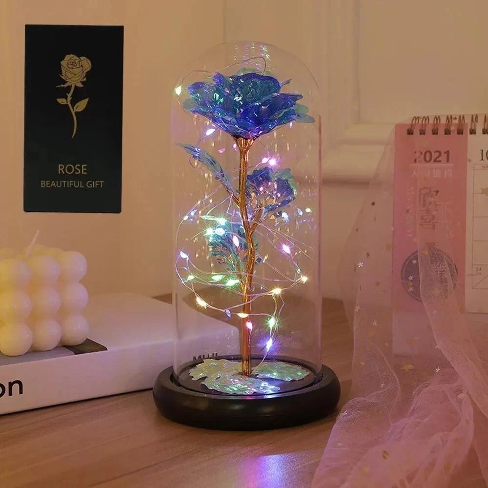 Crystal Galaxy Enchanted LED Glass Forever Rose Home Decoration Gift