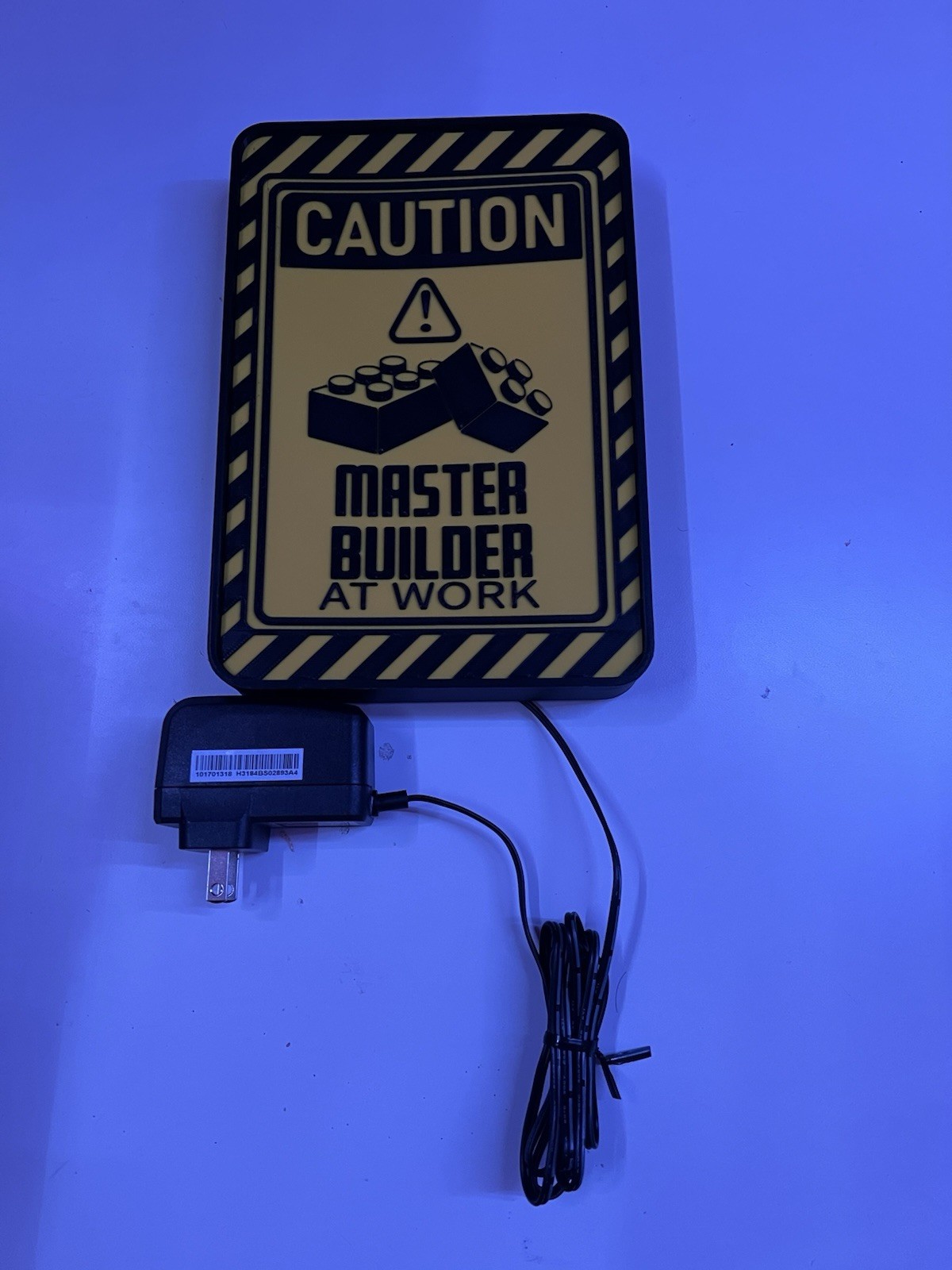 Illuminated Construction Wall Sign Building Blocks Plastic Yellow Black