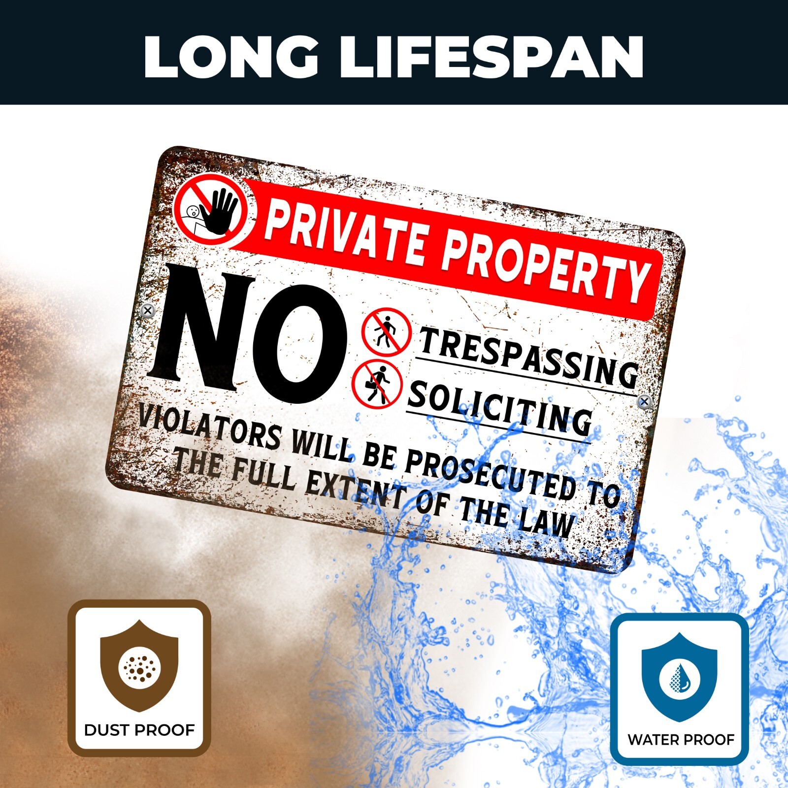 2Pack Private Property No Trespassing Soliciting Sign Rust Free Metal Sign 8×12&Prime;