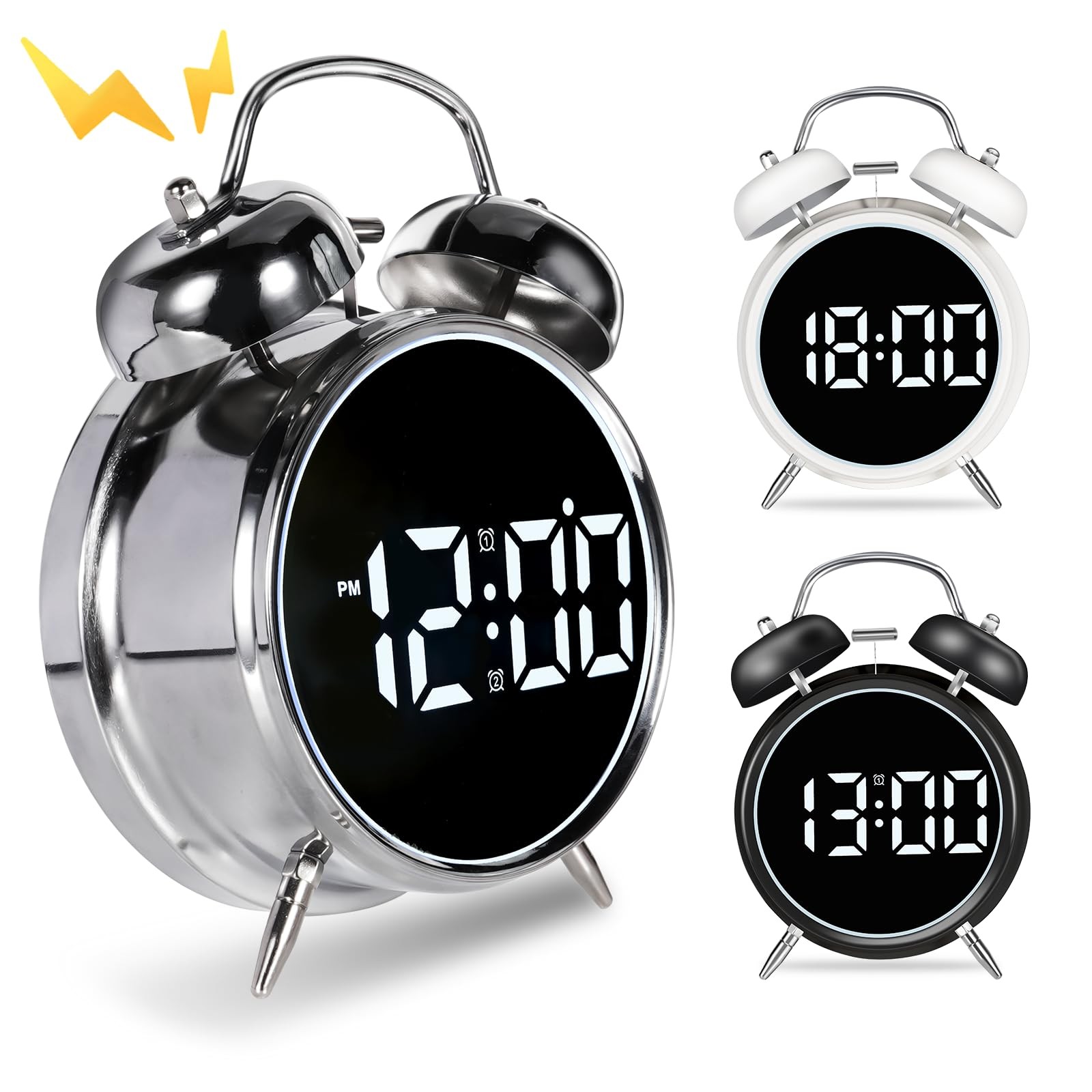 Extra Loud Alarm Clock for Heavy Sleepers Adults, Teens,Kids,Cute Retro Metal…