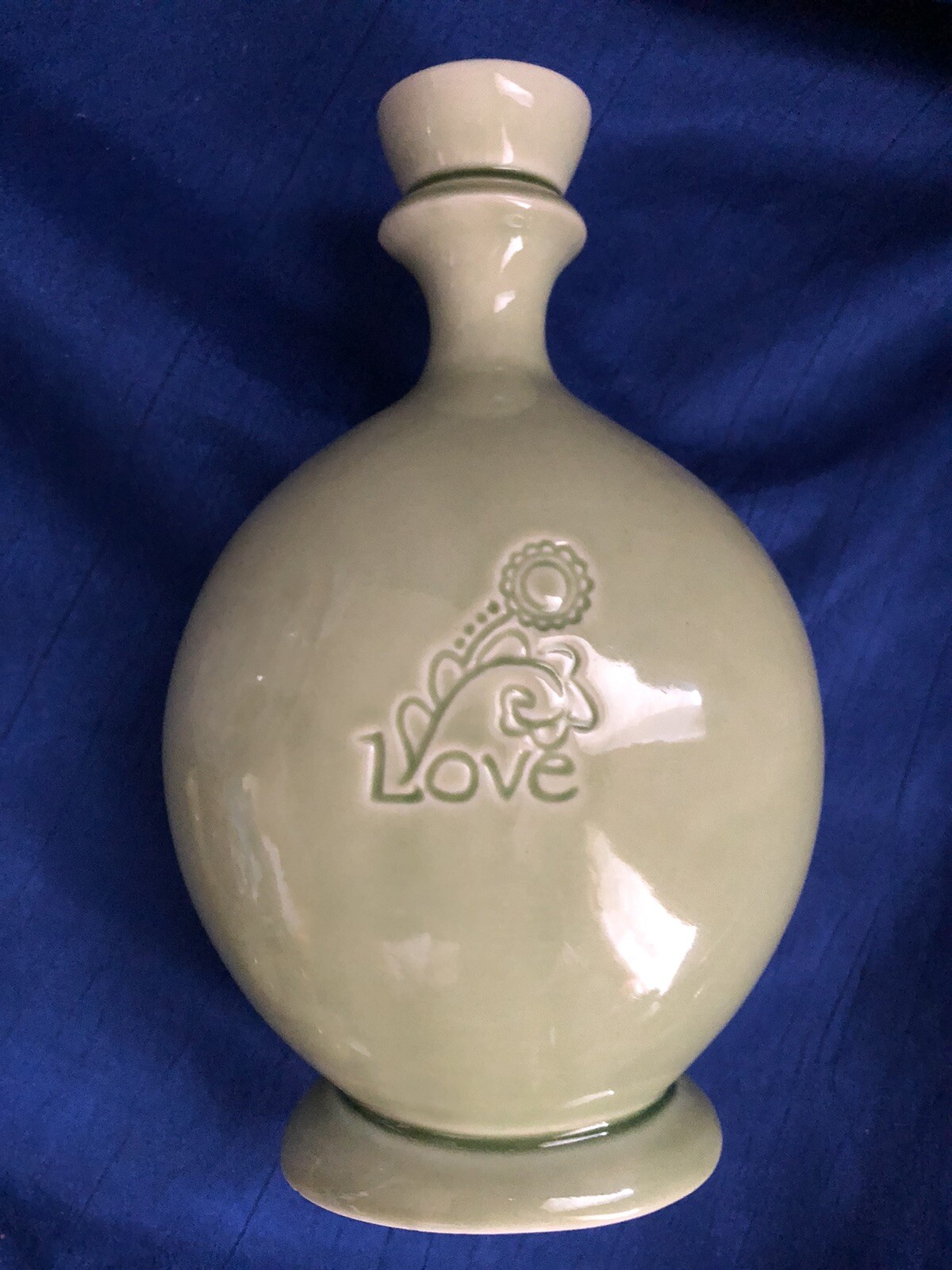SET OF 3 VASES LIVE LOVE LAUGH GREEN VARIOUS SHAPES VINTAGE OCTOBER HILL