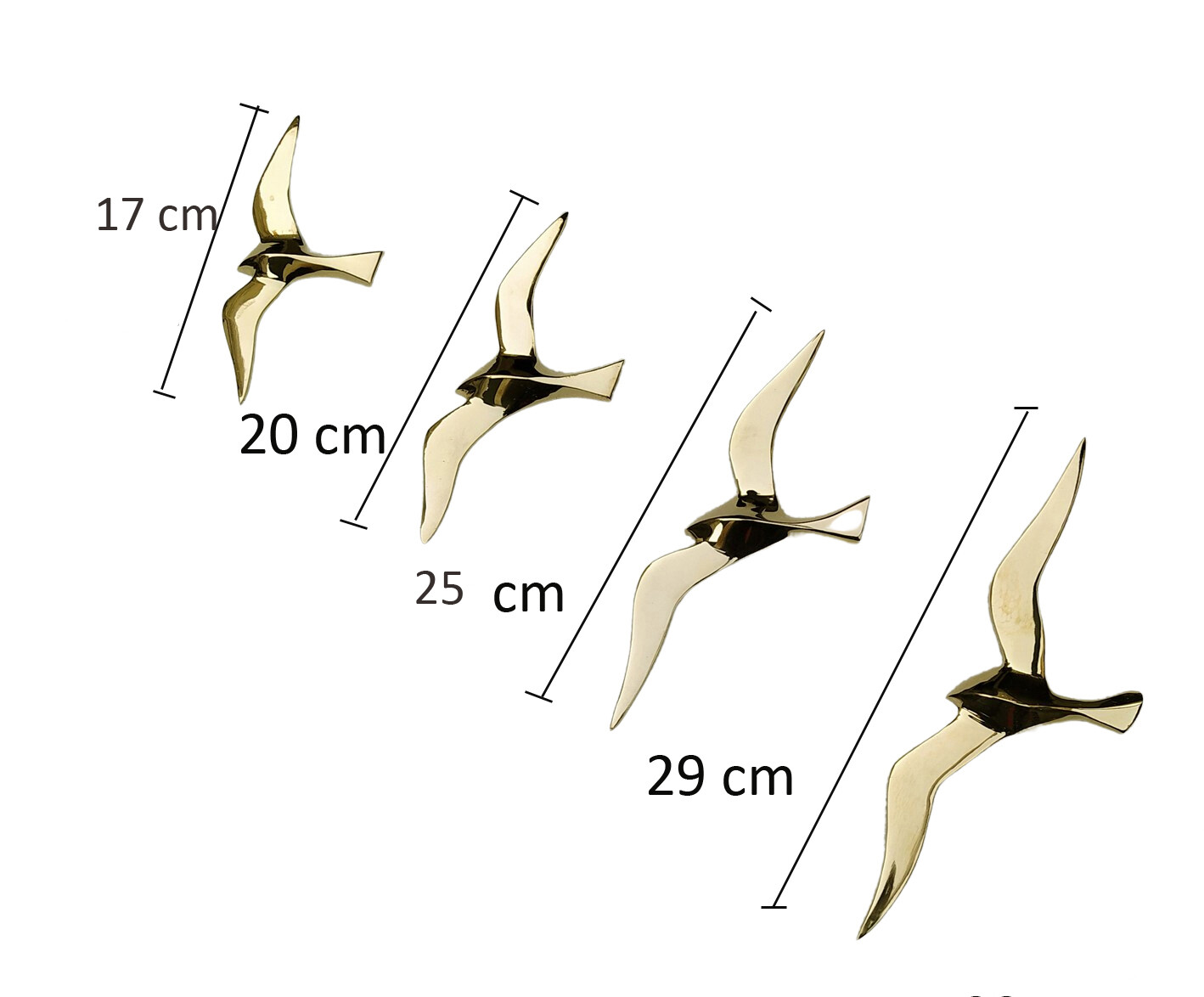 Decorative Brass Wall Mount Flying Seagull Birds Set of 4 Pcs -,29,25,20,17 cm
