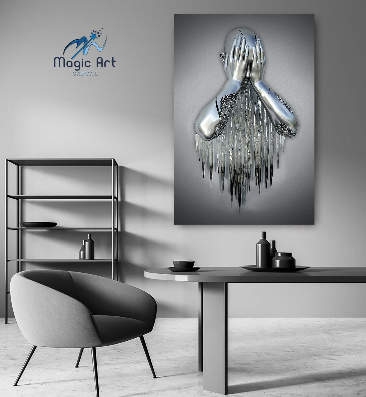 3D Effect Art Design Internal Crisis CANVAS, Modern Home Gallery, Ready to hangs