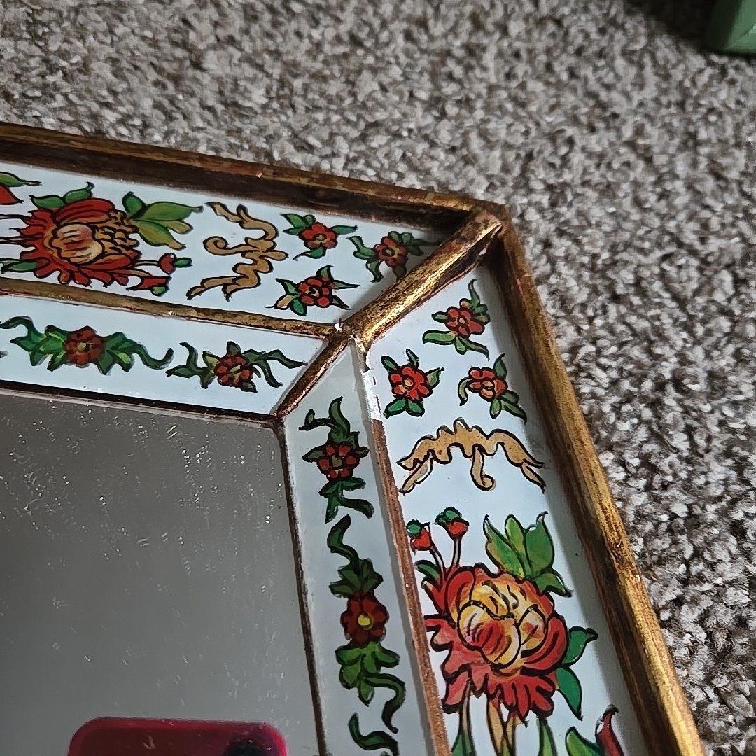 Decorative Diamond wall Mirror, Peruvian Multicolor Accent Mirror for wall decor