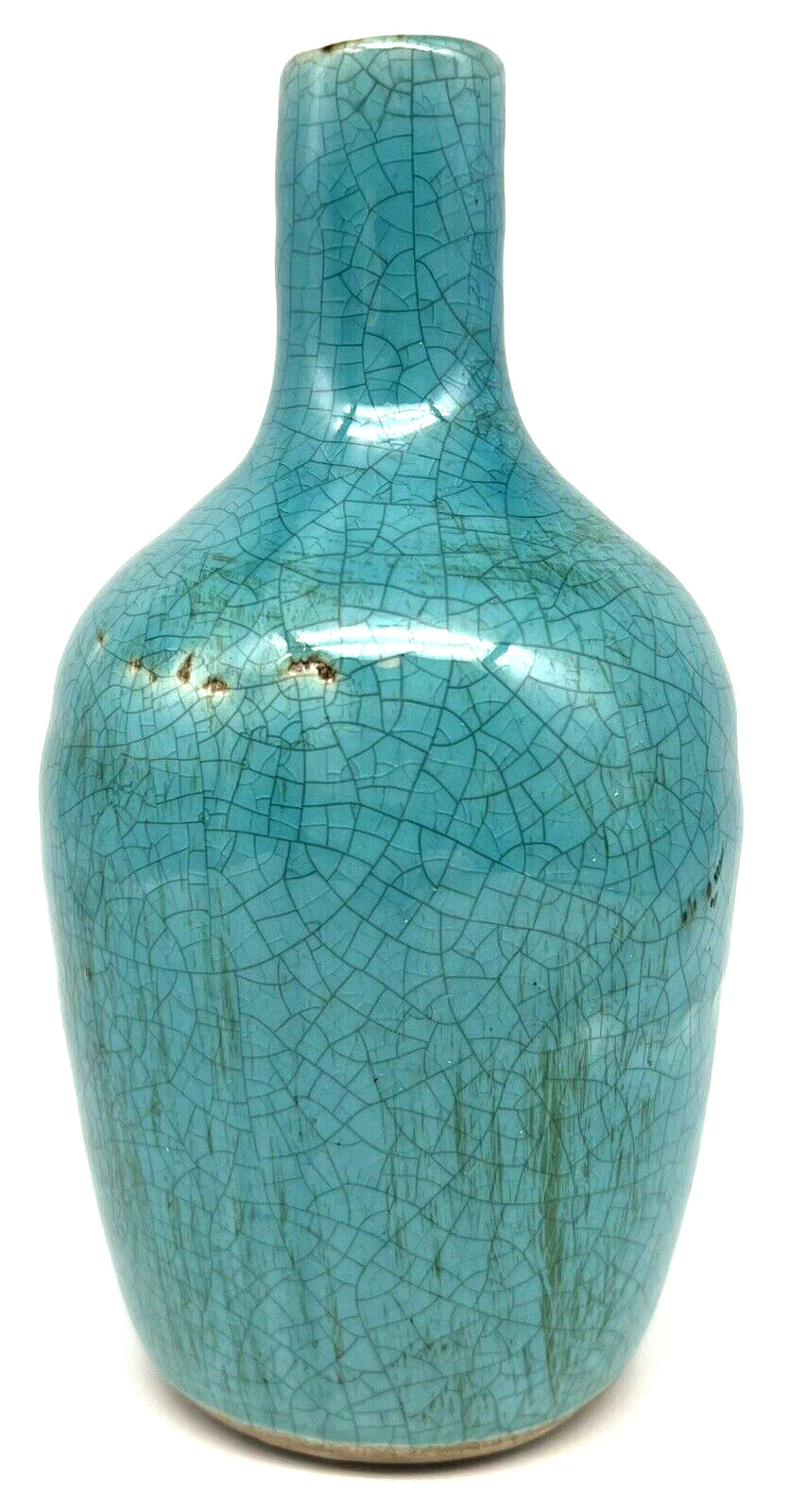 Ceramic Vase 7&Prime; Distressed Crackled Glaze Robin&rsquo;s Egg Blue