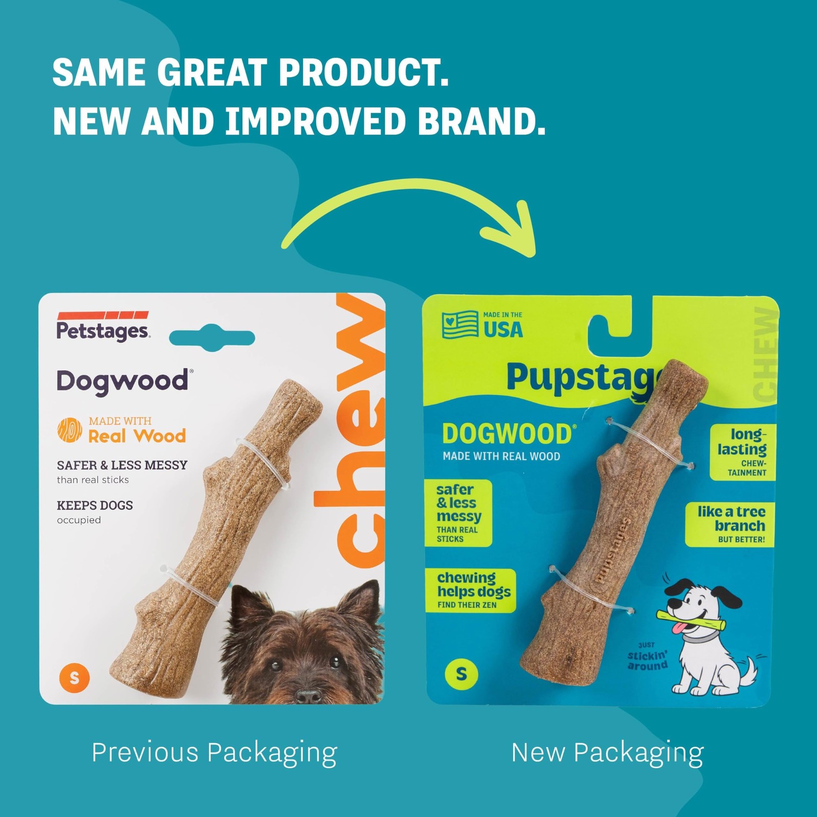 Dogwood Dog Chew Toy – Real-Wood Small (Pack of 1), (Brown)