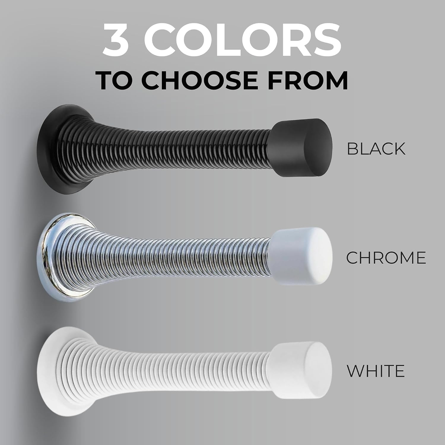 Spring Door Stopper White – 12-Pack Wall Door Stopper – Easy Installation Doorst