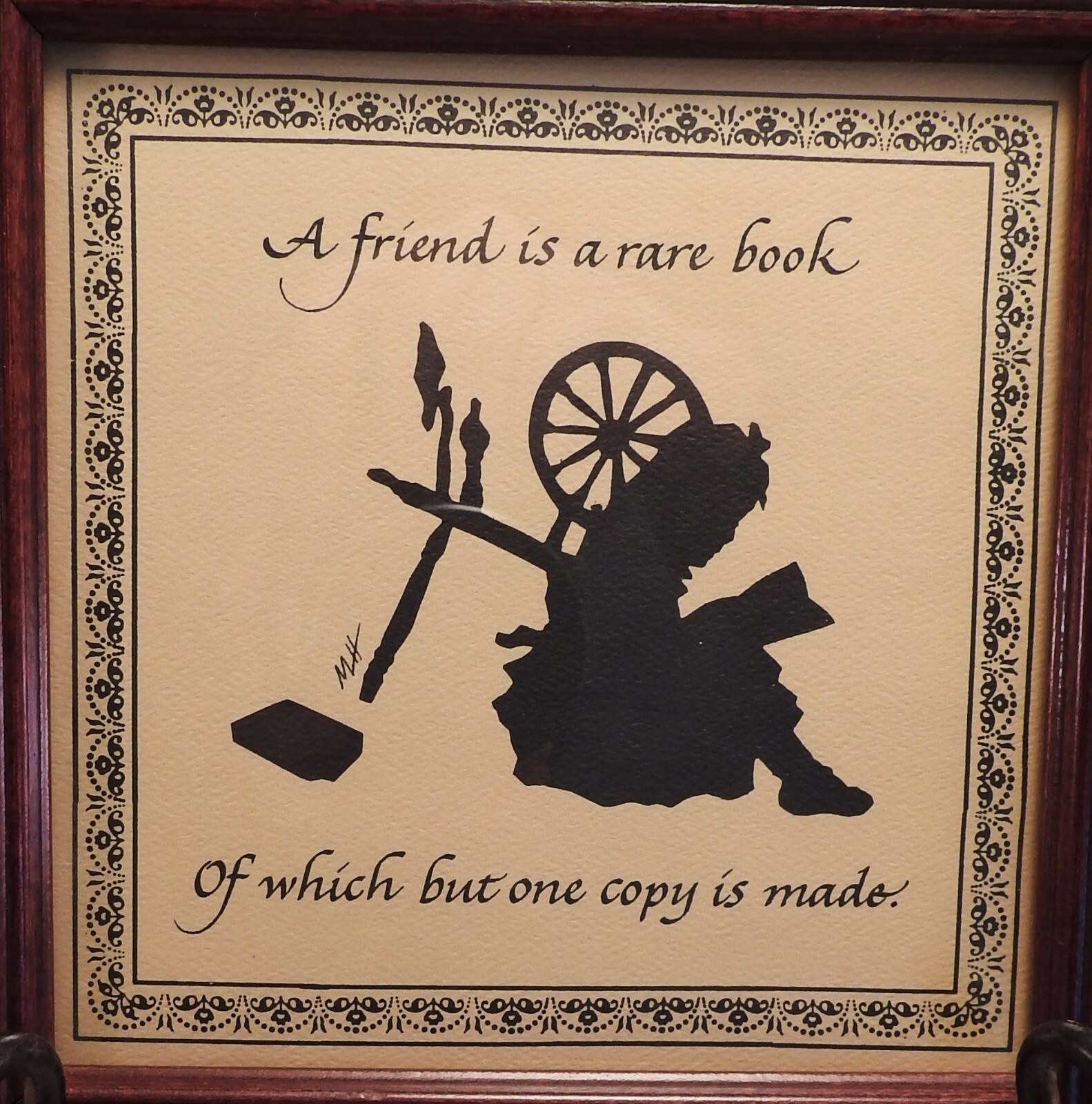 Reproduction OldeTyme Treasure Friends are Rare Books Antique Silhouette Picture