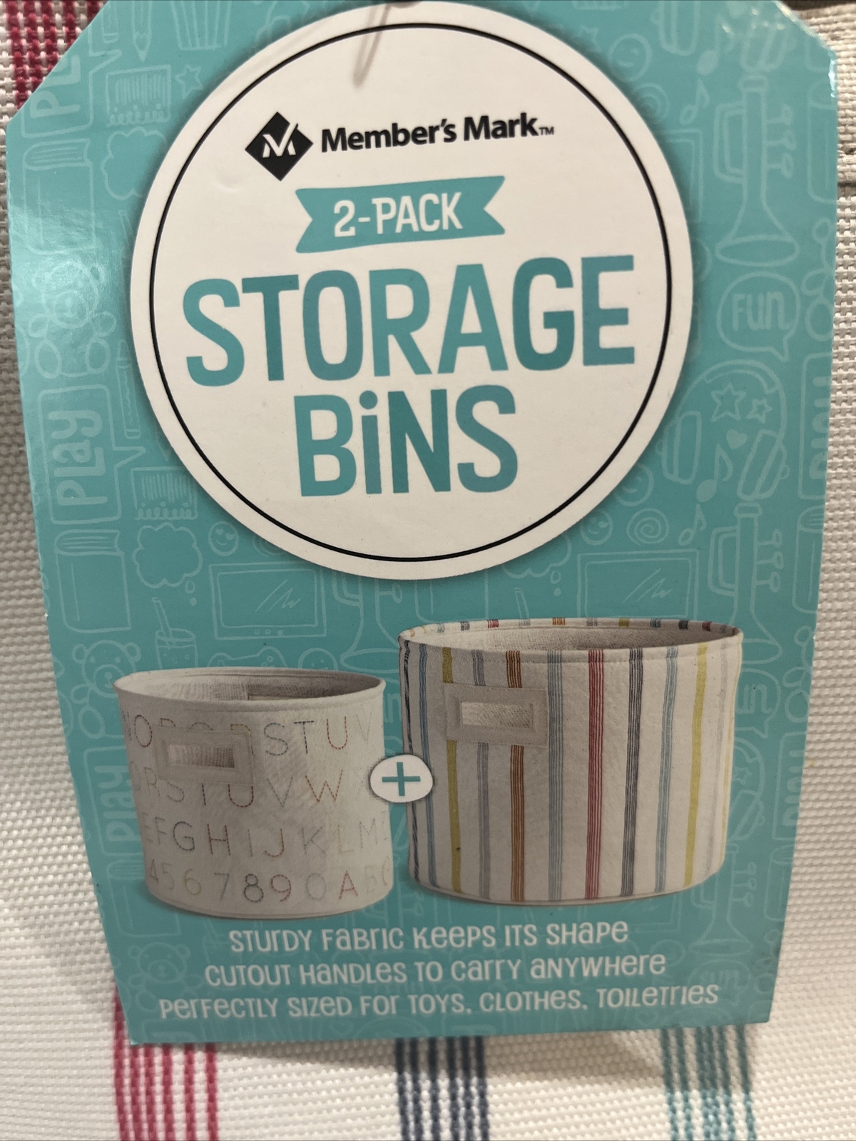 MEMBER&rsquo;S MARK Pom Pom Storage Bin In Multi Striped