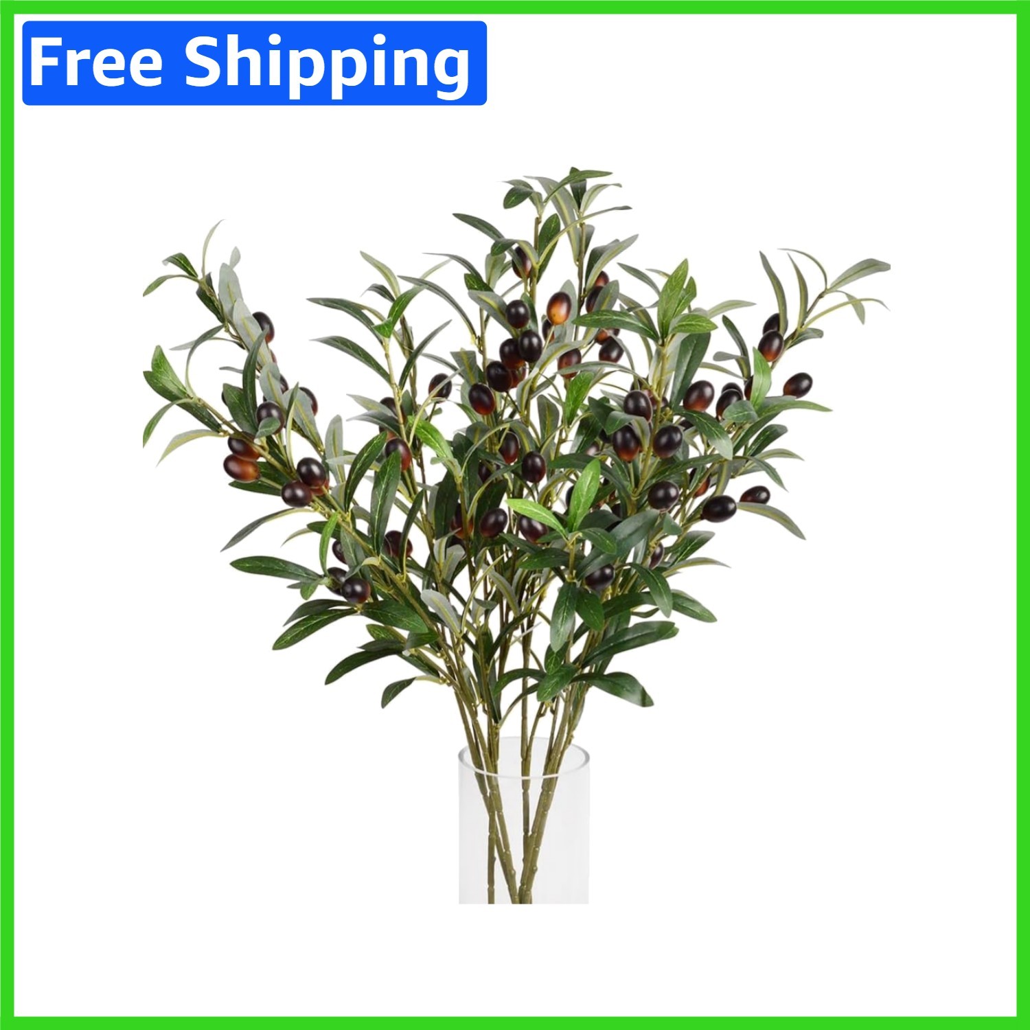 Durable 3-Piece Olive Branch Decoration Stems – Faux Greenery for All Occasions